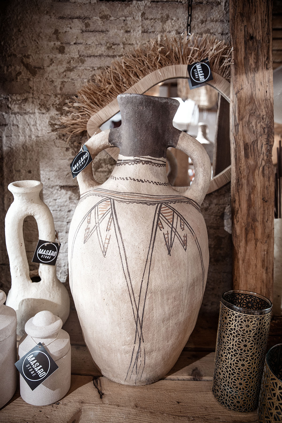 Keramická vintage amfora ručně malovaná 70cm