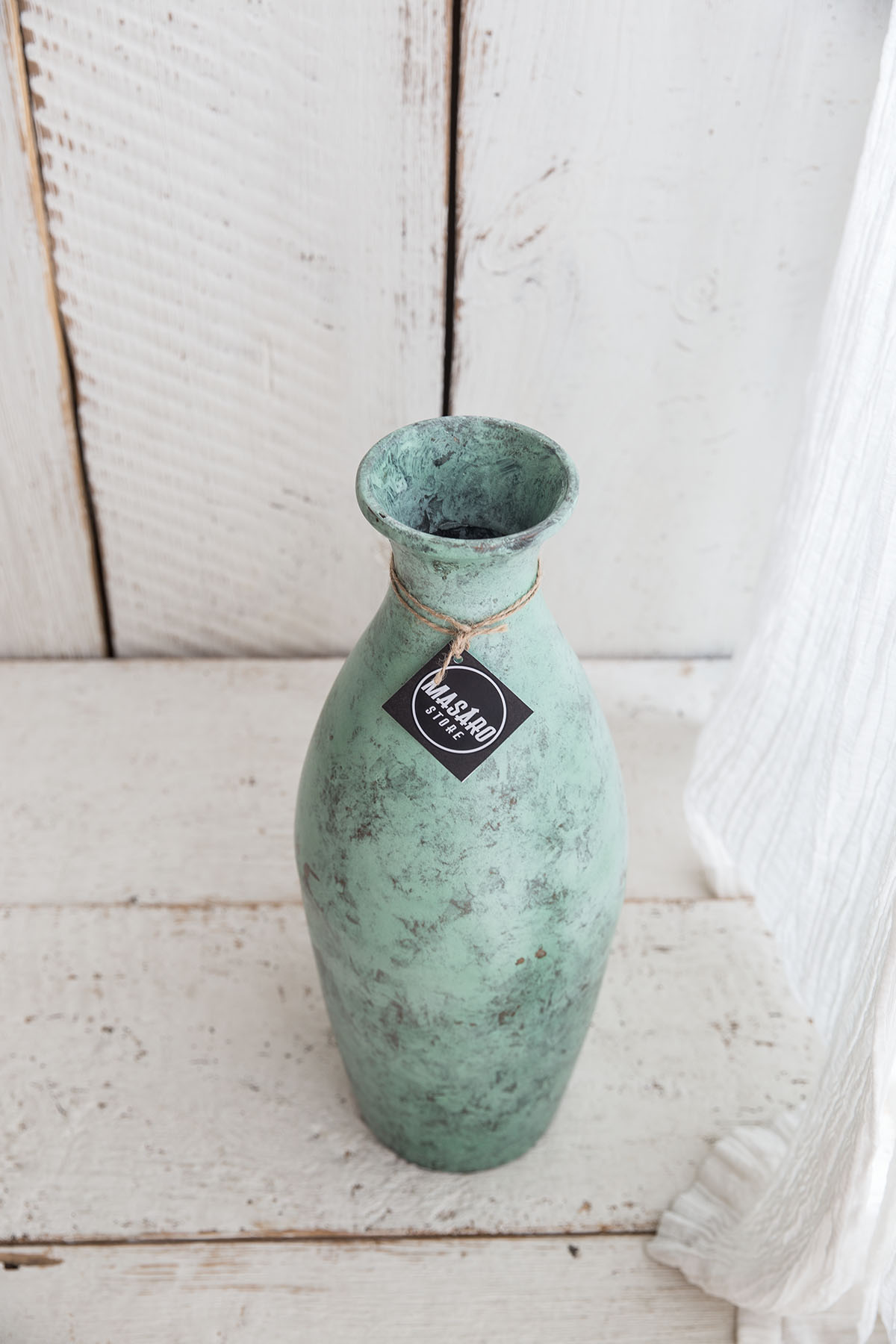 Kovová váza zelená patina 60cm