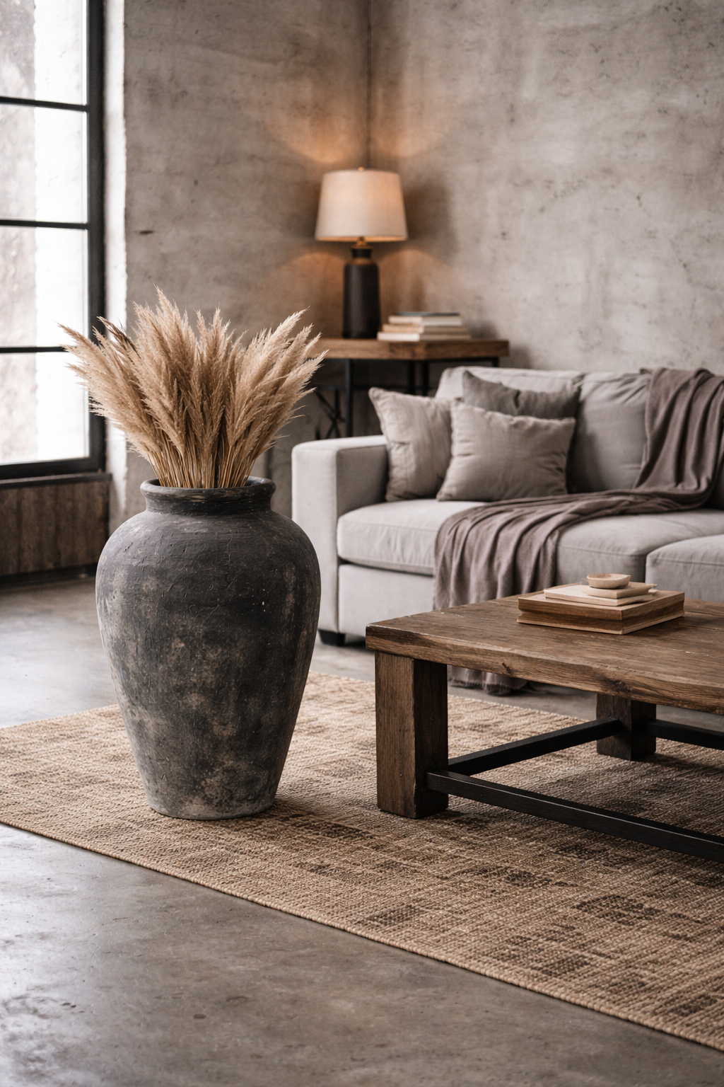 Amfora Cement černá mat 80cm